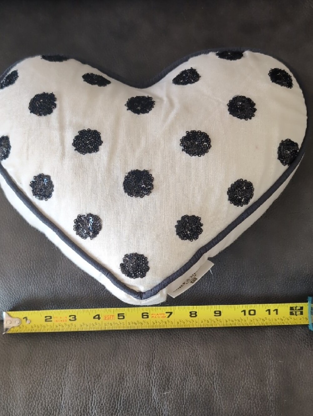 Heart Polka Dot Accent Pillow - Black & White - Picture 4 of 4